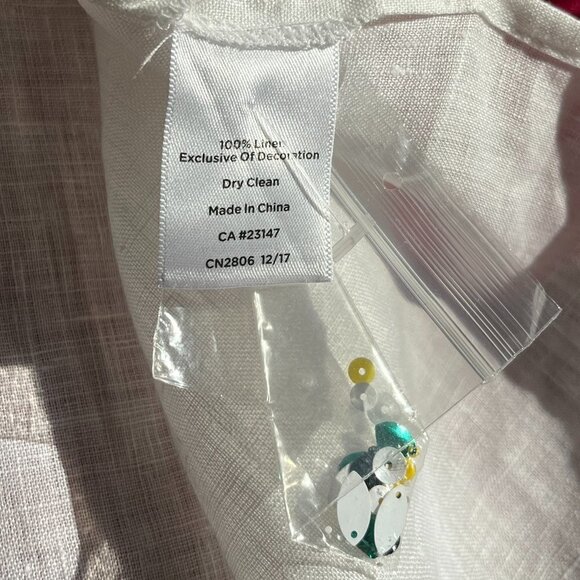 NWT Talbots tunic white embroidered embellished women large linen - Picture 12 of 12